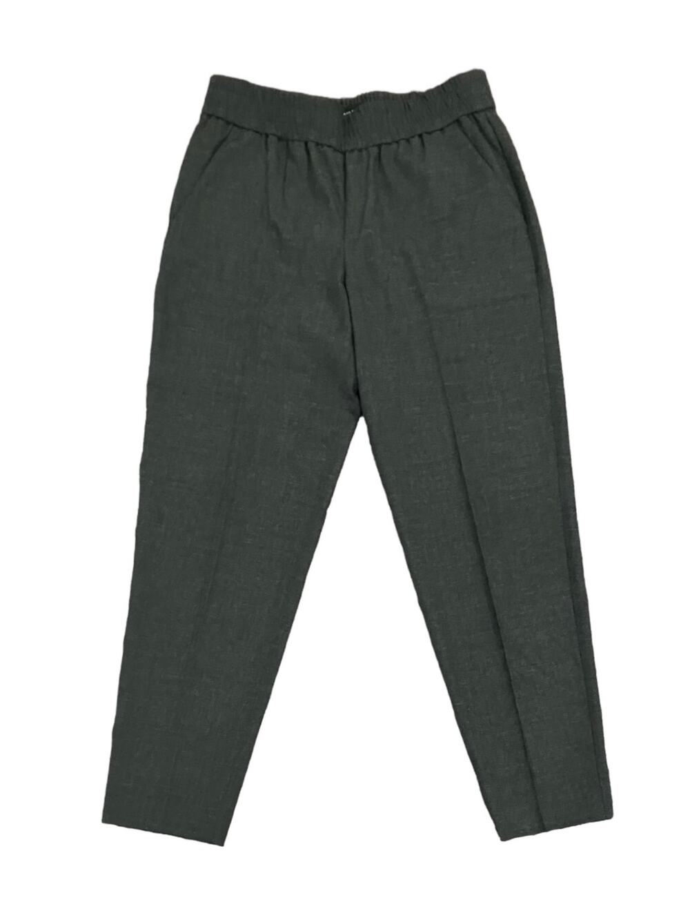 Ann Taylor Womens Grey Elastic Waist Straight Leg Wool Blend Pants | Size 6